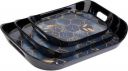 JORDY Set of 3 Trays lineing & flowers design Tray Serving Set Tray (Pack of 3, Microwave Safe)...