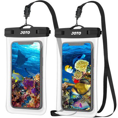 JOTO TPU Waterproof Phone Case Holder Pouch, Underwater Transparent Cellphone Dry Bag Compatible For iPhone 13 12 11 Pro Max XS XR X 8 7 6S, Galaxy S21 S20 S10 Note10, Pixel Up to 7.0 - 2 Pack, Black