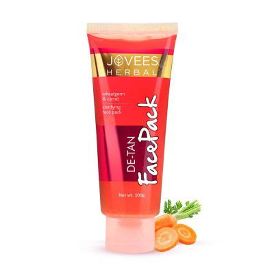 Jovees Herbal De-Tan Face Pack | Contains Wheat Germ and Carrot | For Tan Removal and Skin Revitalization 