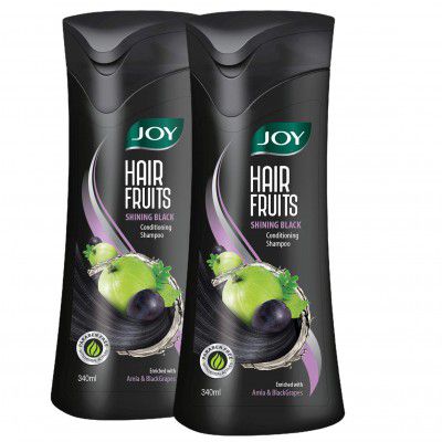 Joy Hair Fruits Shining Black Conditioning Shampoo Enriched with Amla & Black Grapes ( 2 x 340ml )