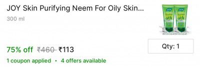 Shopsy : JOY Skin Purifying Neem  For Oily Skin | [300ml]