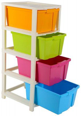 Joyful Studio 4 XL Plastic Modular Drawer System for Home, Office, Hospital, Parlor, School, Doctors, Home and Kids, Product Dimension When assembeled (31cmx39cmx80.9 cm) (STUDIO 4XL)