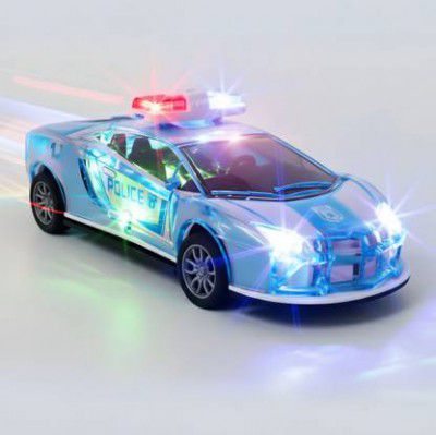 joymax Kids 3D Police Friction Car Toy with Flashing Lights & Music (Blue)