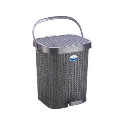 Joyo Knit Plastic Pedal Dustbin Trash Can Garbage Waste Bin – 10 Liters (Grey)