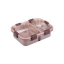 Joyo Stainless Steel Fresh Lock (Small) No. 2 Lunch Box for Kids Adults, 2 Compartments with Locking Lid, Spill Leak Proof - Brown...