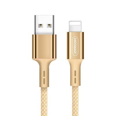 JOYROOM ZHIYA Series Braided Welding Wire Aluminium Shell Data Cable,1M for iPhone (Gold)