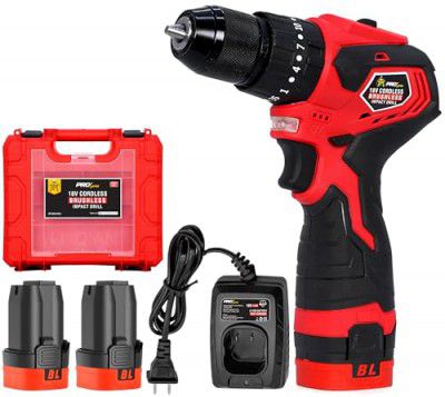 JPT PRO Series 18V Steel Chuck Impact Drill Machine | 60 Nm Torque | 2000 RPM Speed | 3/8" Keyless Chuck | 2x Speed Mode | 20+3 Setting Mode | 1.5Ah Battery | 18V Fast Charger | Carry Case