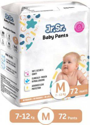 Jr. Sr. Baby Diaper Pants with Advanced Leak Protection | Soft & Comfortable | Pack of 1 - M  (72 Pieces)