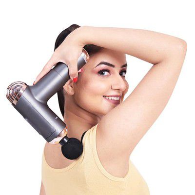 JSB HF114 Massage Gun Electric Percussion Deep Tissue Cordless Full Body Massager for Pain Relief (Grey)