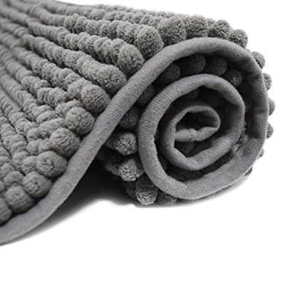 JTdiffer Bathroom Rug 15x23 inch Non-Slip, Super Absorbent Bathroom Mat (Grey)