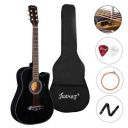 Juarez 38 Inch Acoustic Guitar with Dual Action Truss Rod, Bag, Picks, Allen Key, Extra String Set, Black...