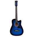 Juarez Acoustic Guitar, 38 Inch Cutaway, JRZ38C/TBLSNA TRANSPARENT BLUE SUNBURST...