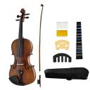 JUAREZ Collé Violin Kit, SOLID Pine Top, Maple Back & Side, Ebony Fingerboard & Pegs, JRV500DB with Ebony Wood Bow, Rosin, Full Tone Sticker, Mute, Bridge, Oblong Case, Full Size 4/4, Matt Dark Brown...