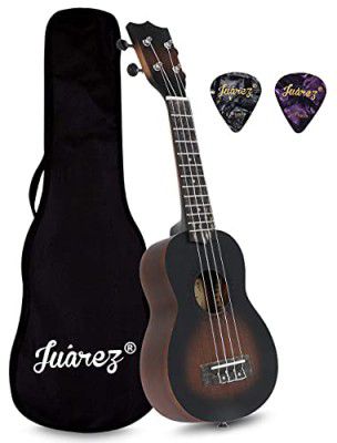 Juarez JRZ23UK/NA 23" Concert Size Ukulele Kit, AQUILA Strings, Sapele Body, Rosewood Fingerboard, Matte Finish, with Bag and Picks, Natural Brown (21 INCH, Brown Sunburst)