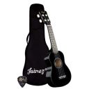 Juarez Junior 53.34 cm (21) Soprano Ukulele, Linden Wood Top & Body, Nylon Strings, Chrome Open Machine, Rosewood Fretboard with Gig Bag, 1 Pick, Black...