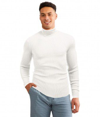 JUARI BE A GENTLEMAN Men's Ribbed Turtleneck Sweater, Long Sleeve