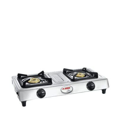 Judge by Prestige Aura Stainless Steel Manual Gas Stove JAG 06 (2 Burners)