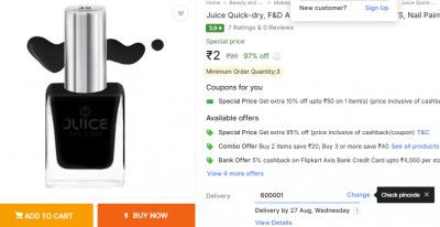 Juice Quick-dry, F&D APPROVED COLORS&PIGMENTS, Nail Paint | Rich Black 