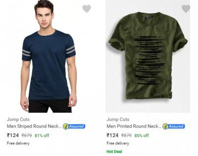 Jump Cuts Mens T Shirts upto 85% off