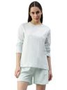 JUNEBERRY Pure Cotton Ice Blue Sleep Wear Set of Solid Top & Printed Bottom...