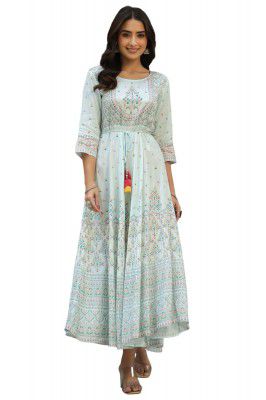 Juniper Women Viscose Shantoon Festive Printed Flared Dress