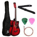 Juârez Acoustic Guitar, 38 Inch Cutaway, 038C with Bag, Strings, Pick and Strap, Black (Acoustic Guitar Kit, Red Sunburst)...