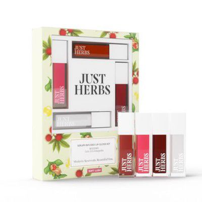 Just Herbs 4 IN 1 Lip Gloss for Women, Serum Infused Non-Sticky Glossy and Hydrating Lip Gloss - 4 gm
