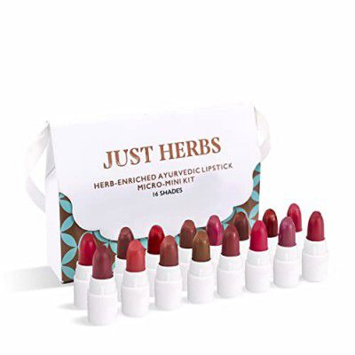 Just Herbs Ayurvedic Creamy Matte Micro Mini Lipstick Kit Lip Hydrating & Moisturizing, Lipsticks (Pack of 16)