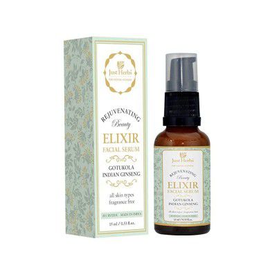 Just Herbs Ayurvedic Gotukola Beauty Elixir Facial Serum For Acne Pigmentation, dry & Glowing Skin - SLS & Paraben Free Serum 15 ml