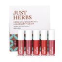 Just Herbs Ayurvedic Liquid Lipstick Kit Set of 5 with Long Lasting Matte Finish, Hydrating & Lightweight Lip Colour, Deeps & Reds - Paraben & Silicon Free - 5 ml...