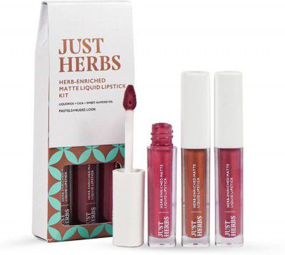 Just Herbs Herb Enrich Long Lasting Matte Liquid Lipstick Kitwith Sweet Almond Oil Set of 3  (Nudes, 6 ml)