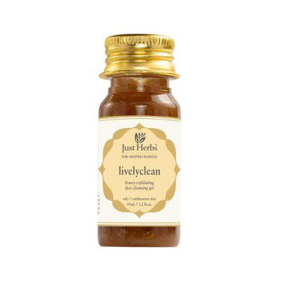 Just Herbs Livelyclean Honey Exfoliating Cleansing Gel for Oily Skin, Face Scrub for Men & Women, SLS and Paraben-Free, 35 ML