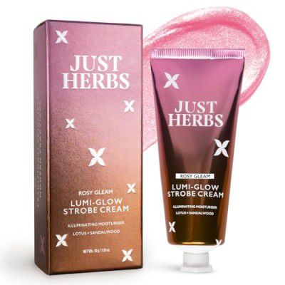 Just Herbs Lumi Glow Strobe Cream with Lotus & Sandalwood (Rosy Gleam, 30 g)
