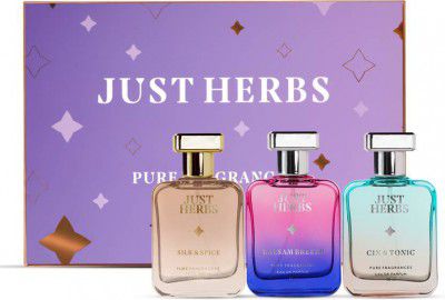 Just Herbs Pure Fragrances Refreshing & Energising Trio Perfume Set of 3 - 50ML Eau de Parfum - 150 ml (For Men & Women)