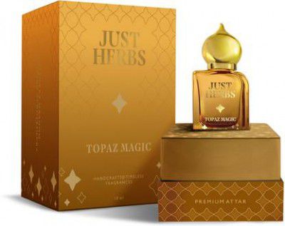 Just Herbs Topaz Magic Premium Attar, Non-Alcoholic , Long lasting Floral Attar (Amber)