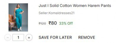 Just I Solid Cotton Women Harem Pants