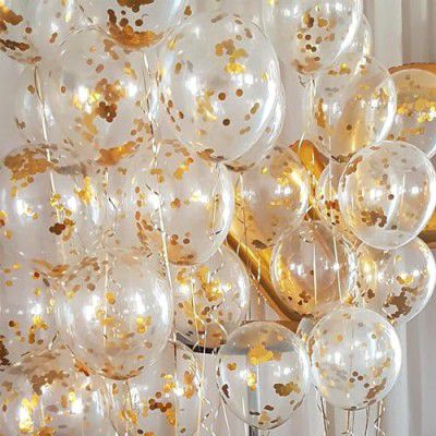 Just Party Golden Confetti Balloons For Decoration - Pack Of 10