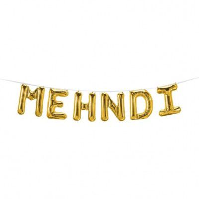 Just Party Mehndi Theme Foil Balloon Banner Combo - Set Of 6Pcs