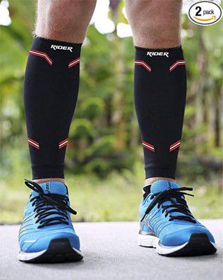 Just Rider Calf Support For Men & Women (Black Medium)