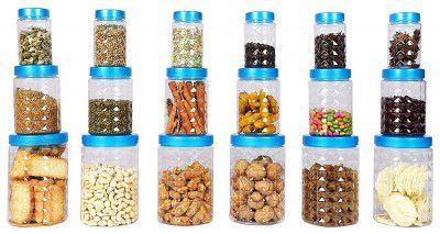 JUTERI Storage Pet Container Gift Set for Kitchen (300 ml , 500 ml , 1200 ml ) (Blue, Pack Of 18)