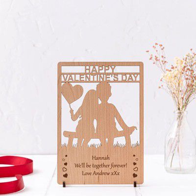 Jyora Happy Valentine Table Top MDF Message Frame Perfect for Couple Room Table Decorations,Gift for him/her (10 X 10 inch, Wood)