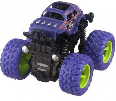 K A Enterprises monster trucks toys for boys, 360 degree rotation 4 wheels drive durable friction powered truck toys for kids inertia car toys for toddlers gifts for kids (pack of 1)- Multi color (Mul