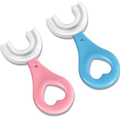 K.D ENTERPRISE - LIVE EVERY SECOND Avably Pack Of 2 U Shaped Toothbrush For Kids