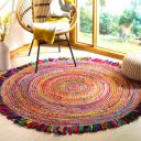 K KMDD Brand - Jute Cotton RED Carpet Round (5 * 5 Ft)...