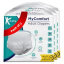 K-life Premium Anti-Bacterial 4layer Absorption Unisex Pant Style Adult Diapers | Pack of 3 | 30 Count | Medium (Waist Size 24-45 inch|65-115 cm)...