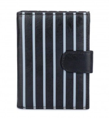 K London Black and Cream Striped 8 Card Womens Wallet (DEV_01_BLK)