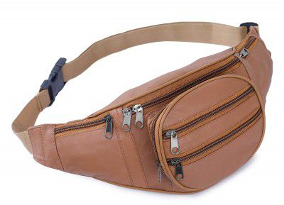 K London Real Leather Tan Waist Bag Fanny Bag Travel Pouch Passport Holder (246_Tan)