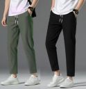 Kaaphal Pack of 2 Men Regular Fit Black, Grey Cotton Blend Trousers...