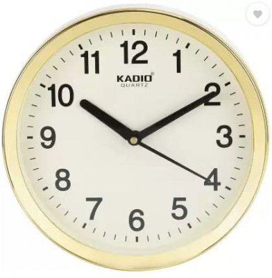 Kadio Analog 20 cm X 20 cm Wall Clock (Beige, with Glass, Standard)