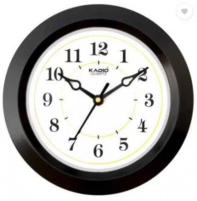 Kadio Analog 20 cm X 20 cm Wall Clock (Black, with Glass, Standard)